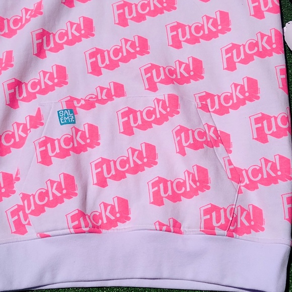 Salem 7 Hoodie F*ck Funny Pink Barbie Font Repeat Print Adult Small Hoodie NWT - Picture 6 of 6
